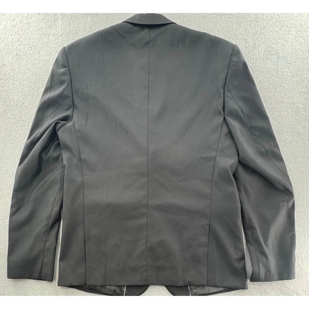 CloudStyle Blazer Mens Large Black Two Button Slim Fit Suit Jacket Office Wear